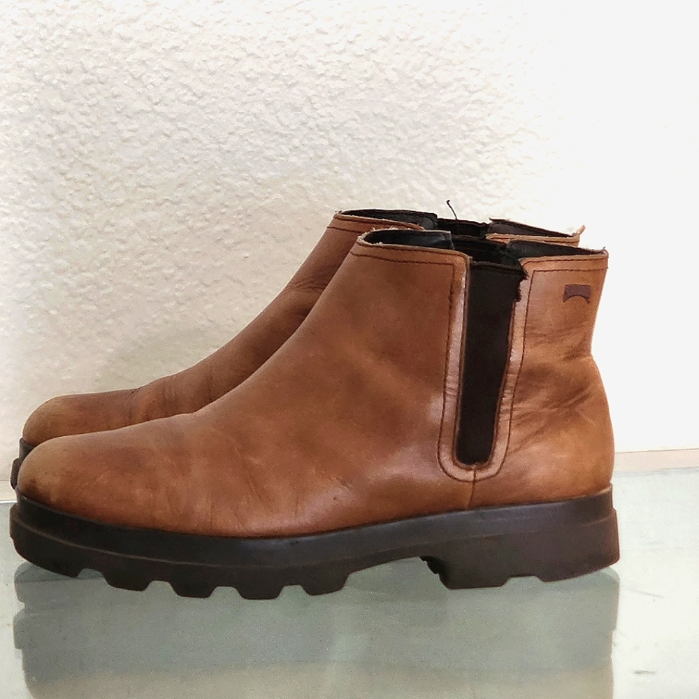Camper Tan Leather Ankle Boots